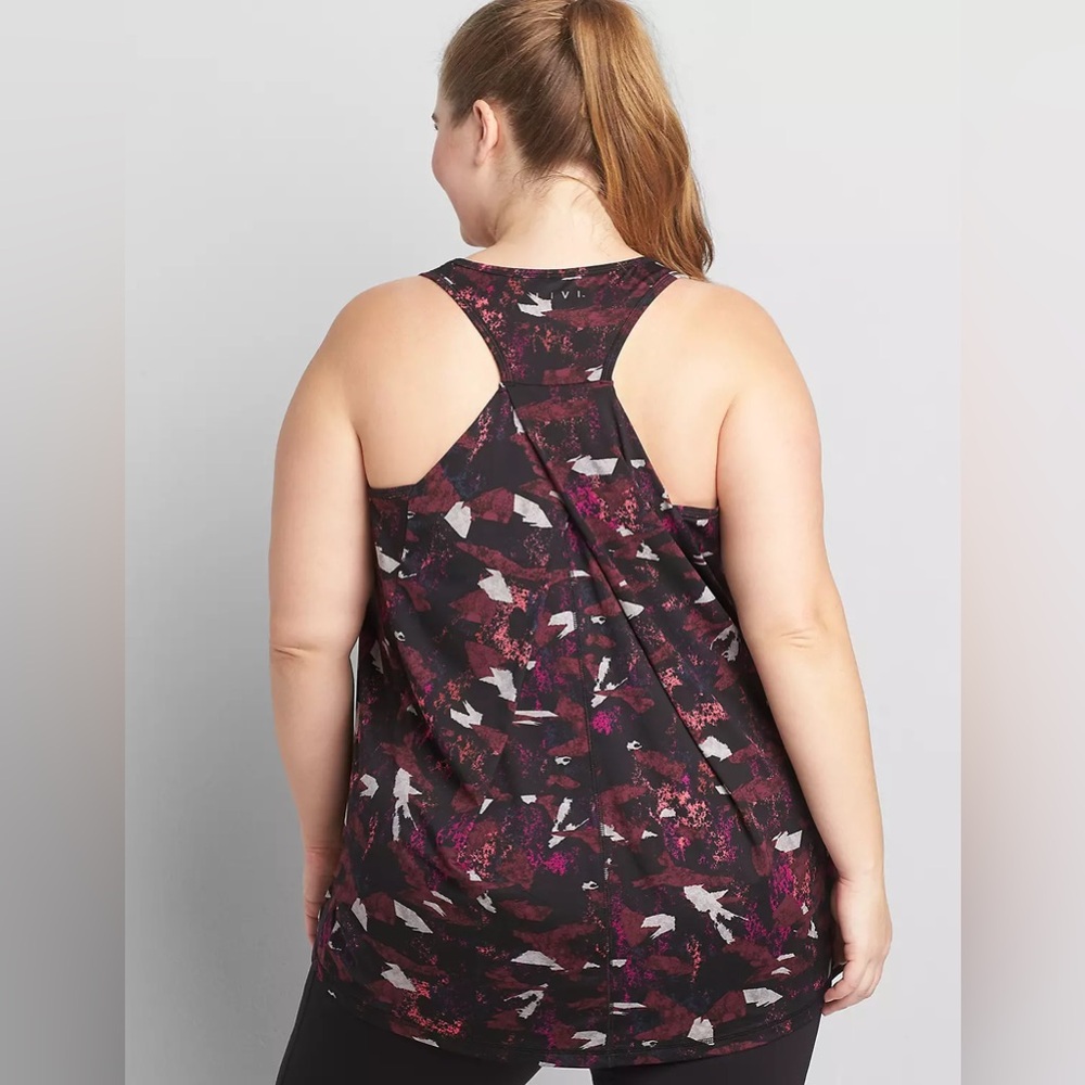 Livi nwt Active size 26 / 28 Abstract Top lane Bryant Draped Cross-Back Tank - Picture 2 of 5